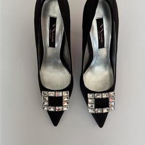 Nina Black Heels with Silver Embellishments